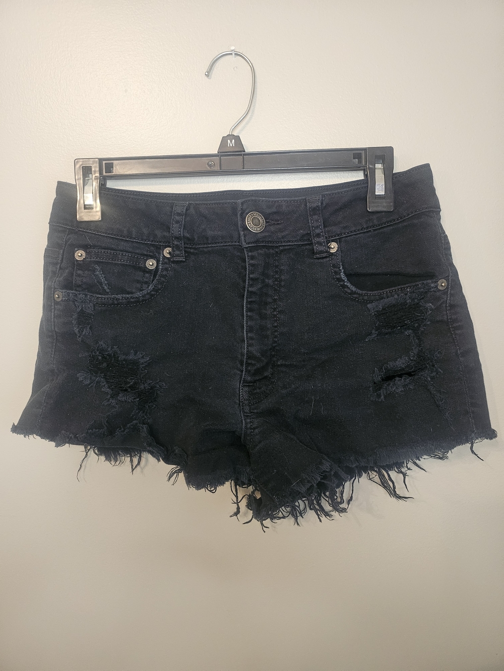 American Eagle Outfitters Black Distressed Cutoff Jean Shorts